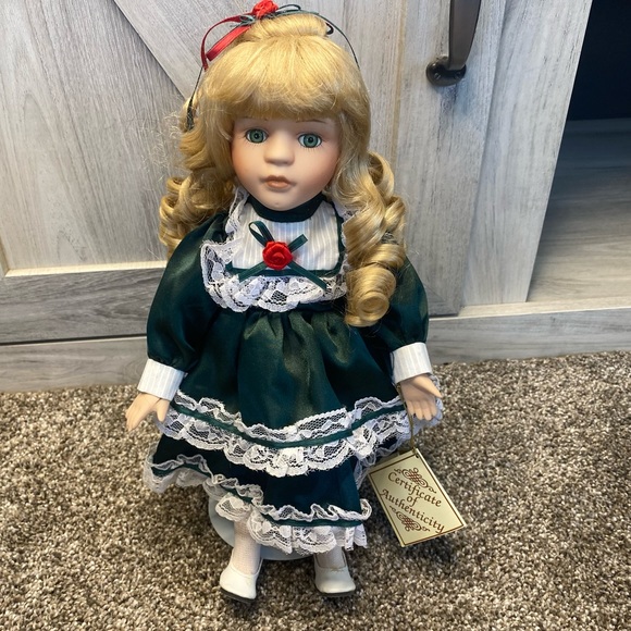 Soft Expressions 12” Genuine Fine Bisque Porcelain Doll Christmas - Picture 4 of 11